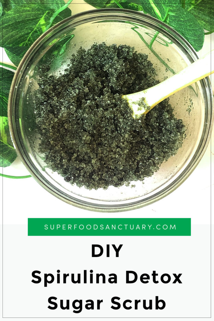 You should consider making this cleansing and detoxifying spirulina sugar scrub! Our skin needs a detox from the outside once in a while too! 