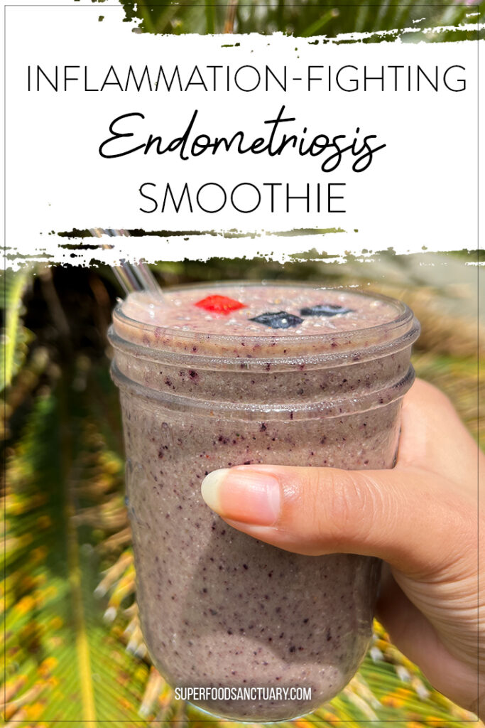 Inflammation is one of the issues that we need to reduce when fighting endometriosis. This smoothie includes anti-oxidant rich leafy greens and berries that do wonders in decreasing inflammation.

You can choose to use spinach, kale or mixed greens when making this smoothie.