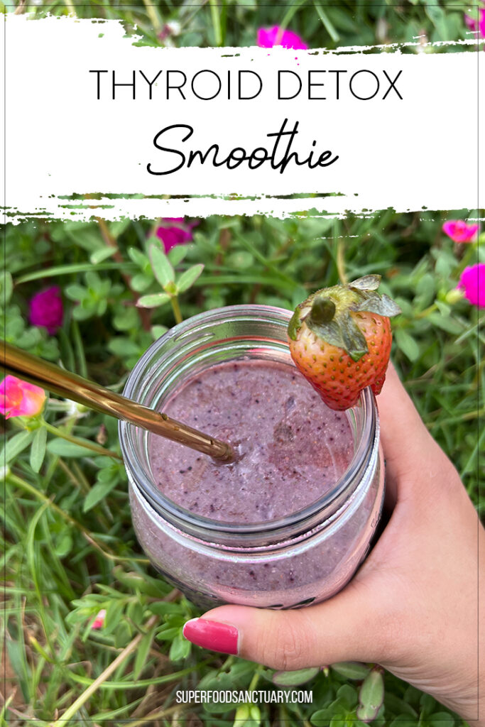 Try this thyroid detox smoothie with detoxifying ingredients such as purple cabbage, flaxseeds and Aloe vera juice.