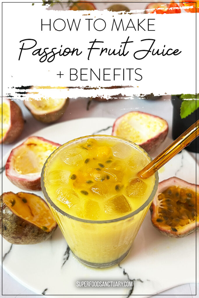 Once this exotic yellow/purple fruit that is sweet & tart is cut open, you’ll find tens of small black seeds covered in translucent gel! Let us read about the amazing health benefits of passion fruit and how to make passion fruit juice + other passion fruit recipes! 